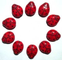 10 20mm Large Opaque Red Ladybug Beads